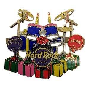 Hard Rock Seminole Casino Tampa 2008 Happy Birthday Drum Set Pin, Signed